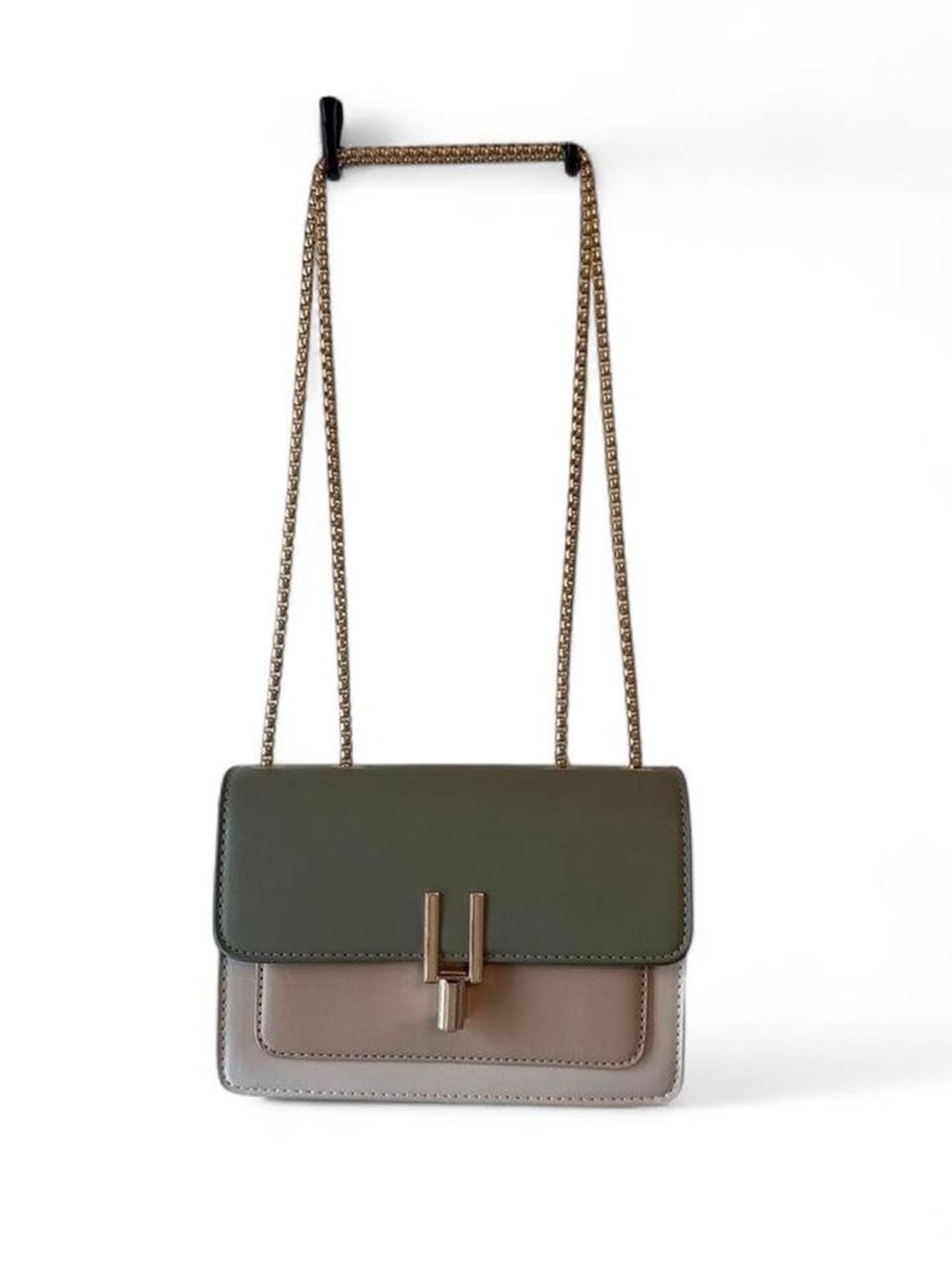 Women’s Two-Tone Green & Taupe Crossbody Shoulder Bag